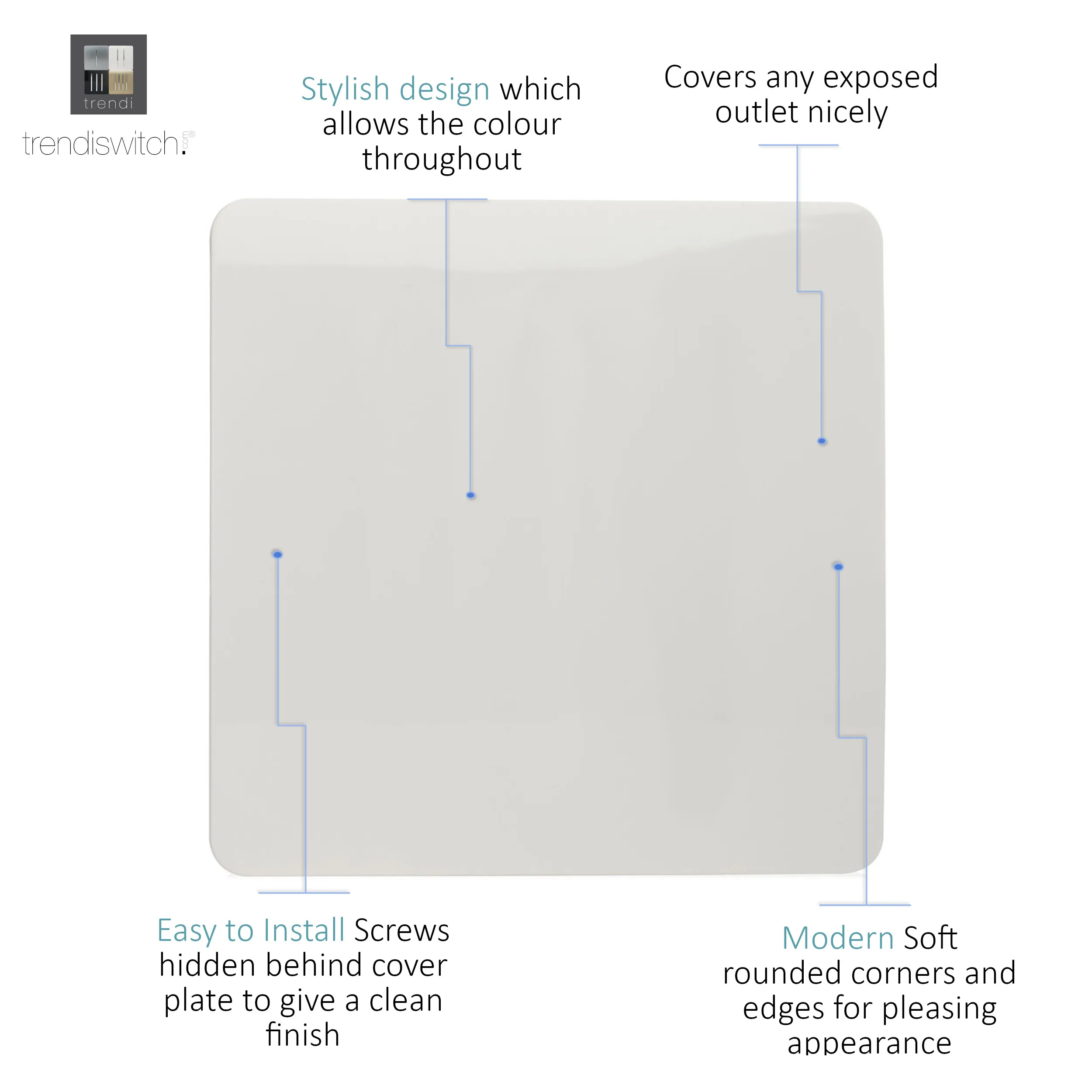 1 Gang Blanking Plate Ice White ART-BLKWH  Trendi Ice White